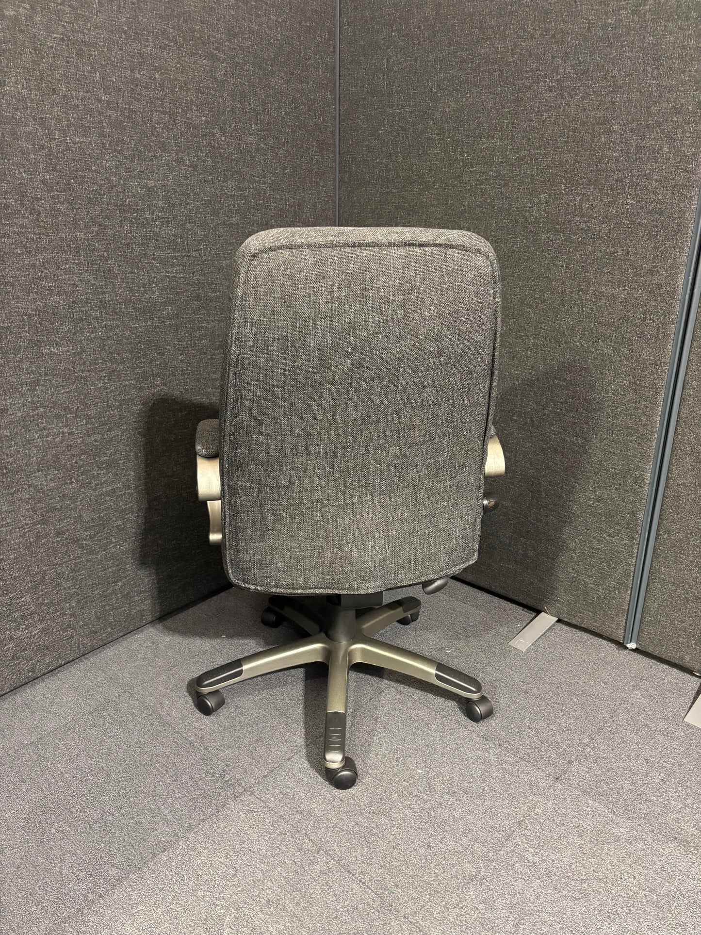 NEW Lucca high back, height adjustable swivel chair with loop arms in Charcoal or Blue fabric. Price includes VAT