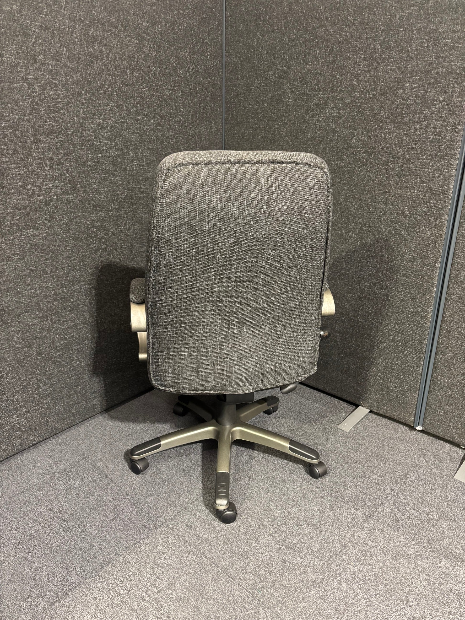 NEW Lucca high back, height adjustable swivel chair with loop arms in Charcoal or Blue fabric. Price includes VAT