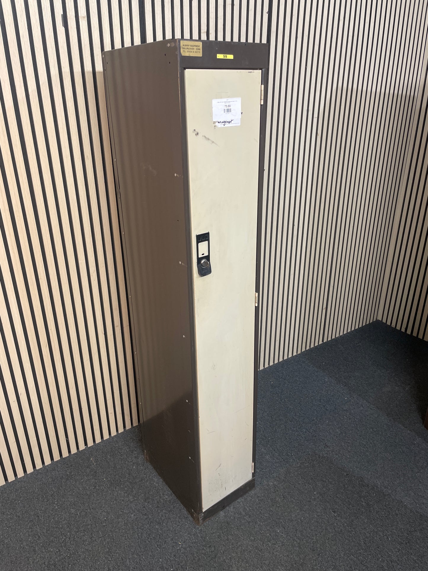 Coffee and cream metal frame single door locker (WITH KEY) (H 170 x W 45 x D 30 cm)