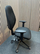 Switch Black fabric ortho swivel
 chair with adjustable arms and pump up lumbar support 2 image