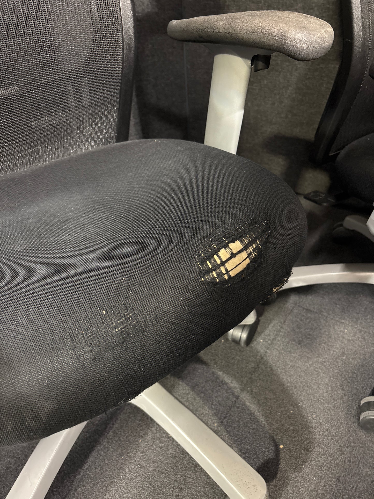 Black fabric seat mesh back second hand swivel chair
