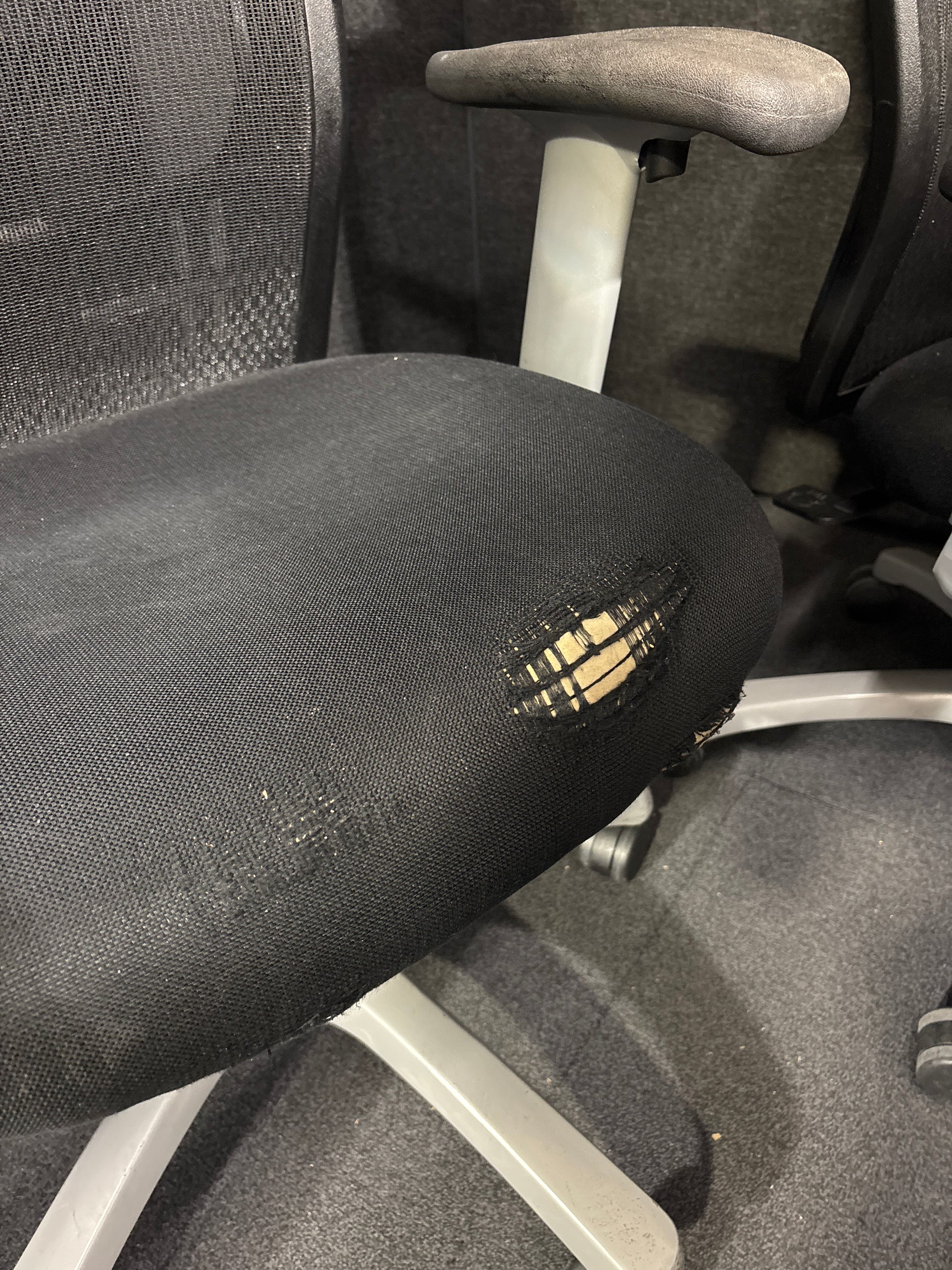 Black fabric seat mesh back second hand swivel chair