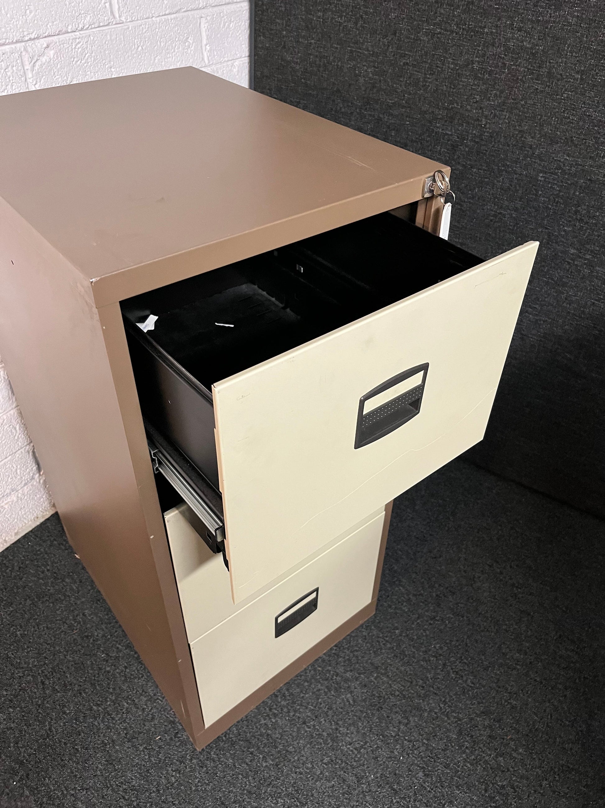 SECONDHAND Coffee and cream  3 door filing cabinet