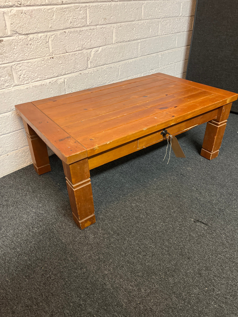 low pine 1 drawer coffee table (H 65 x W 90 x D 45 cm) 3225