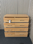 Tall 8 drawer beech laminate chest (H 103 x W 102 x D 41 cm)  44619