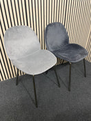 Pair of 2 no. metal framed velour fabric dining chairs (1 grey and 1 charcoal)  44446