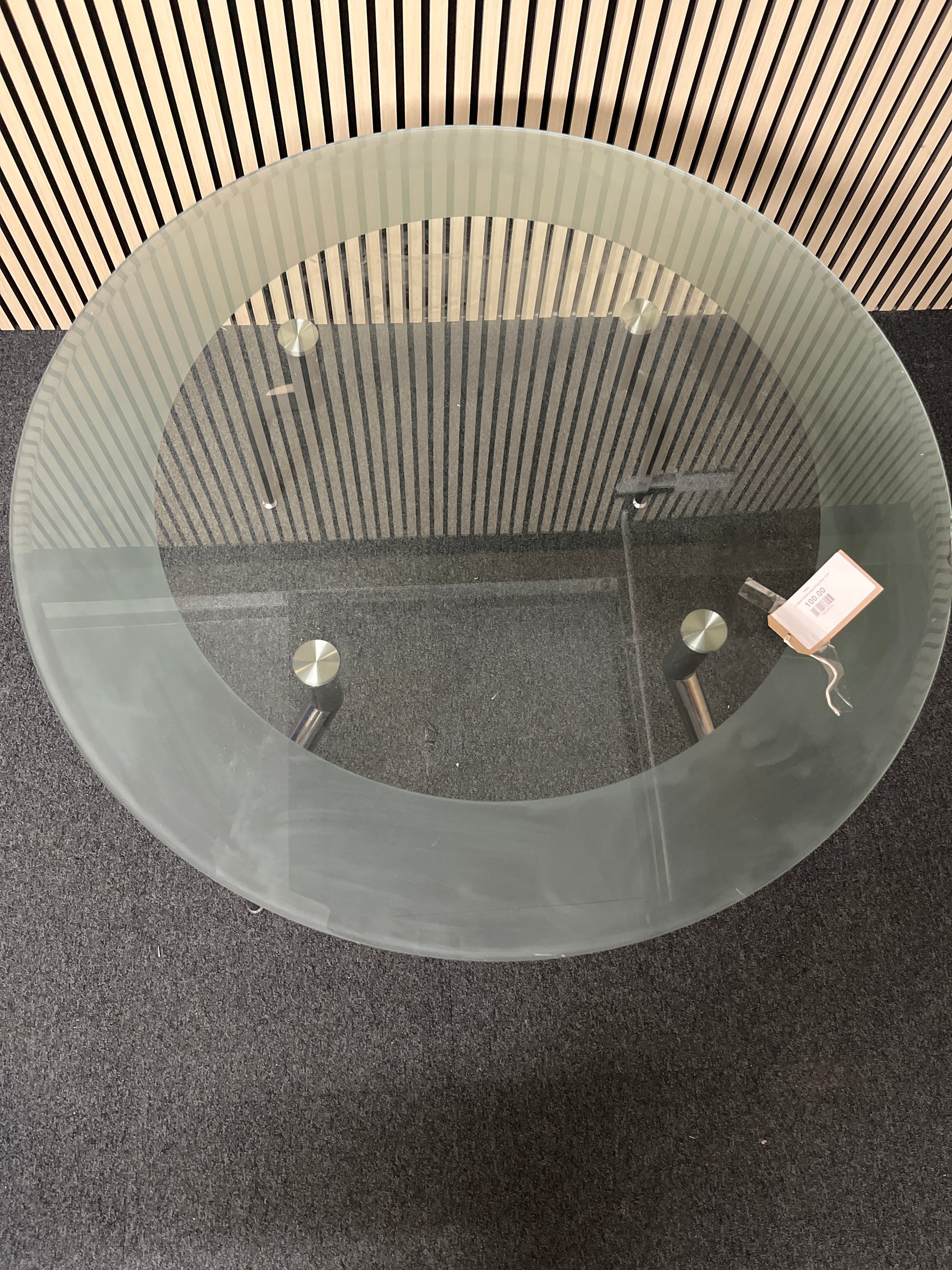 Circular glass frosted edge dining table  3124