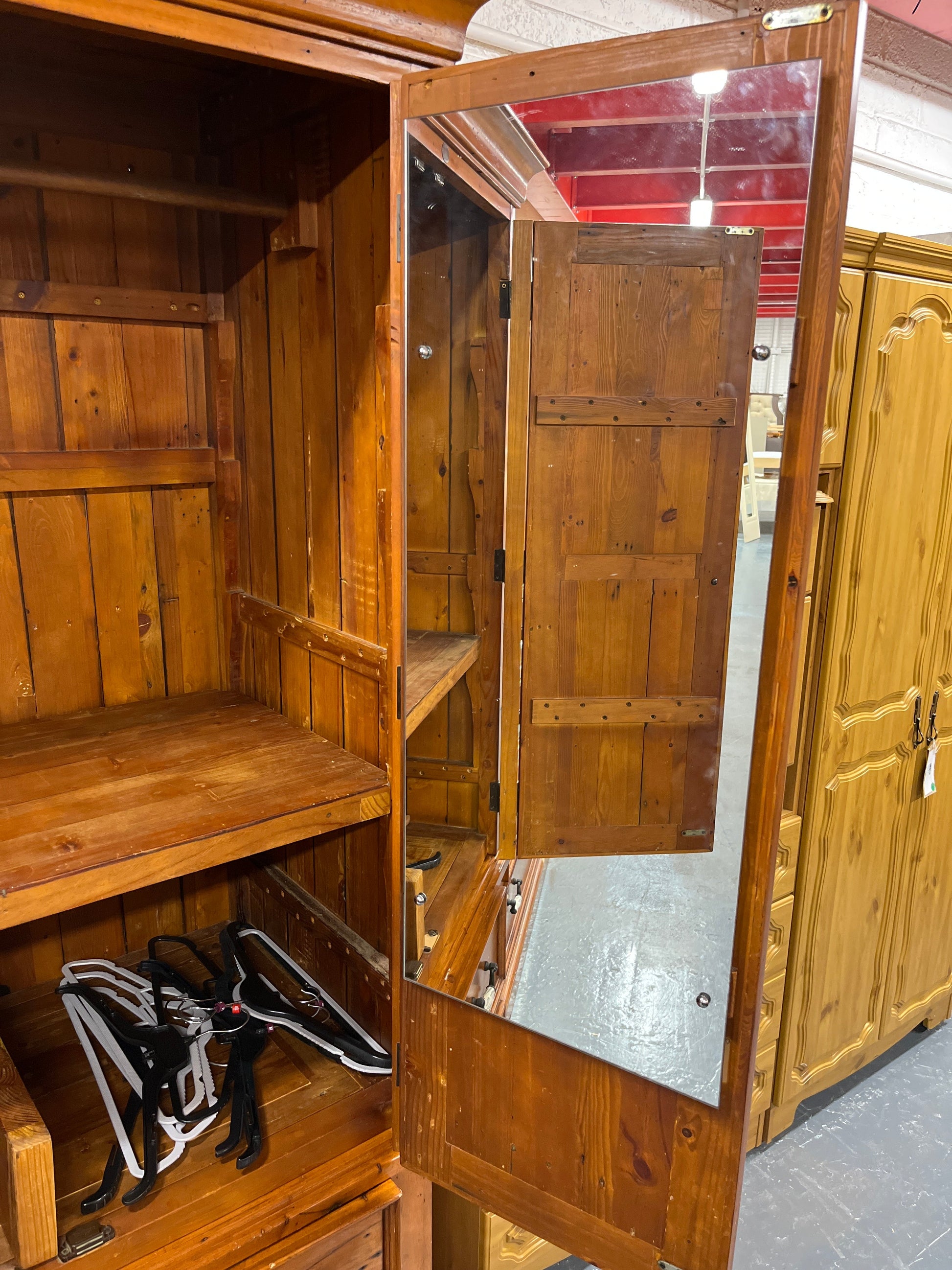 Tall 2 door 2 drawer solid pine wardrobe with ivory handles (H 200 x W 110 x D 63 cm) 2225
