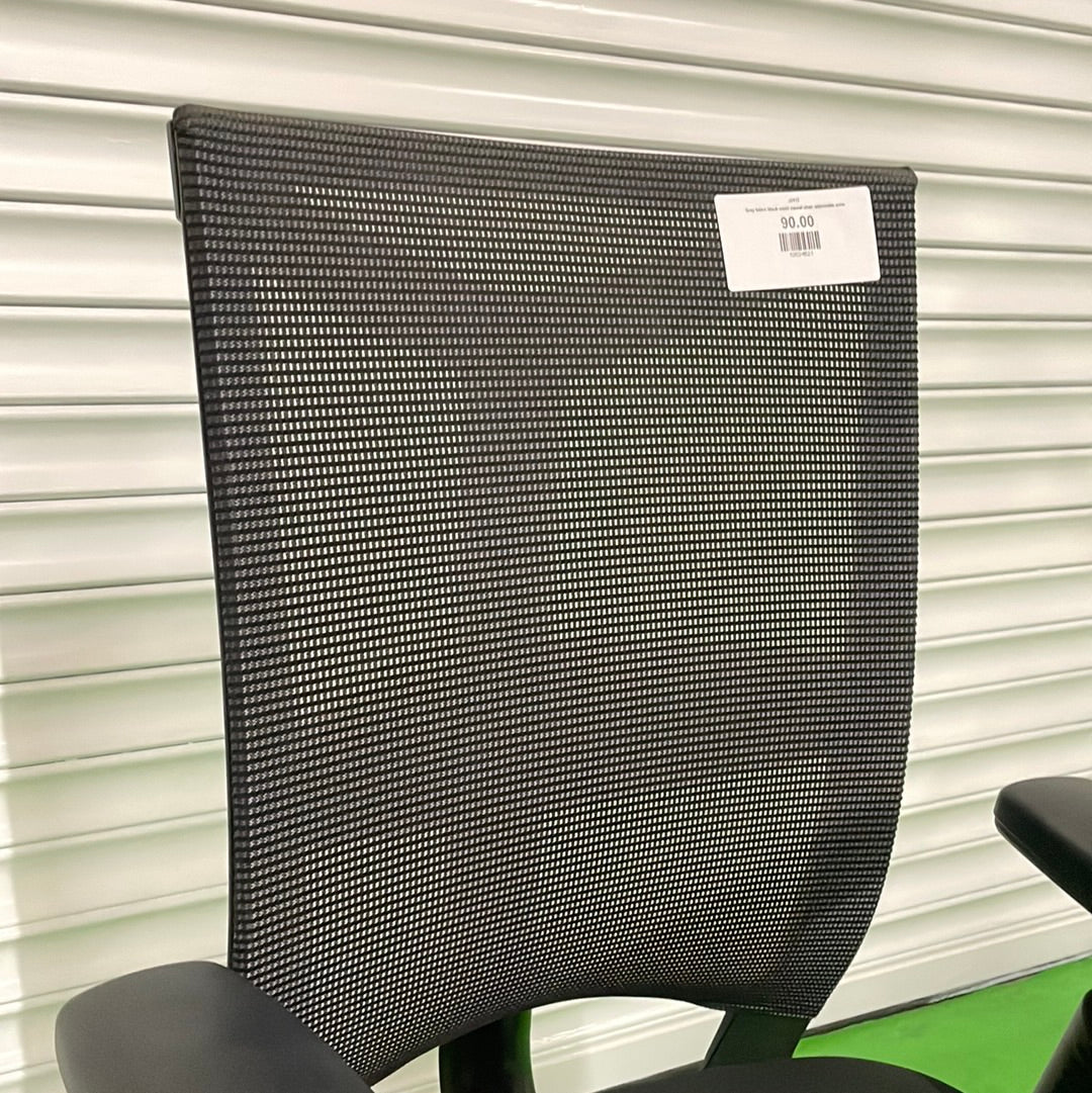 Grey fabric black mesh swivel chair adjustable arms
