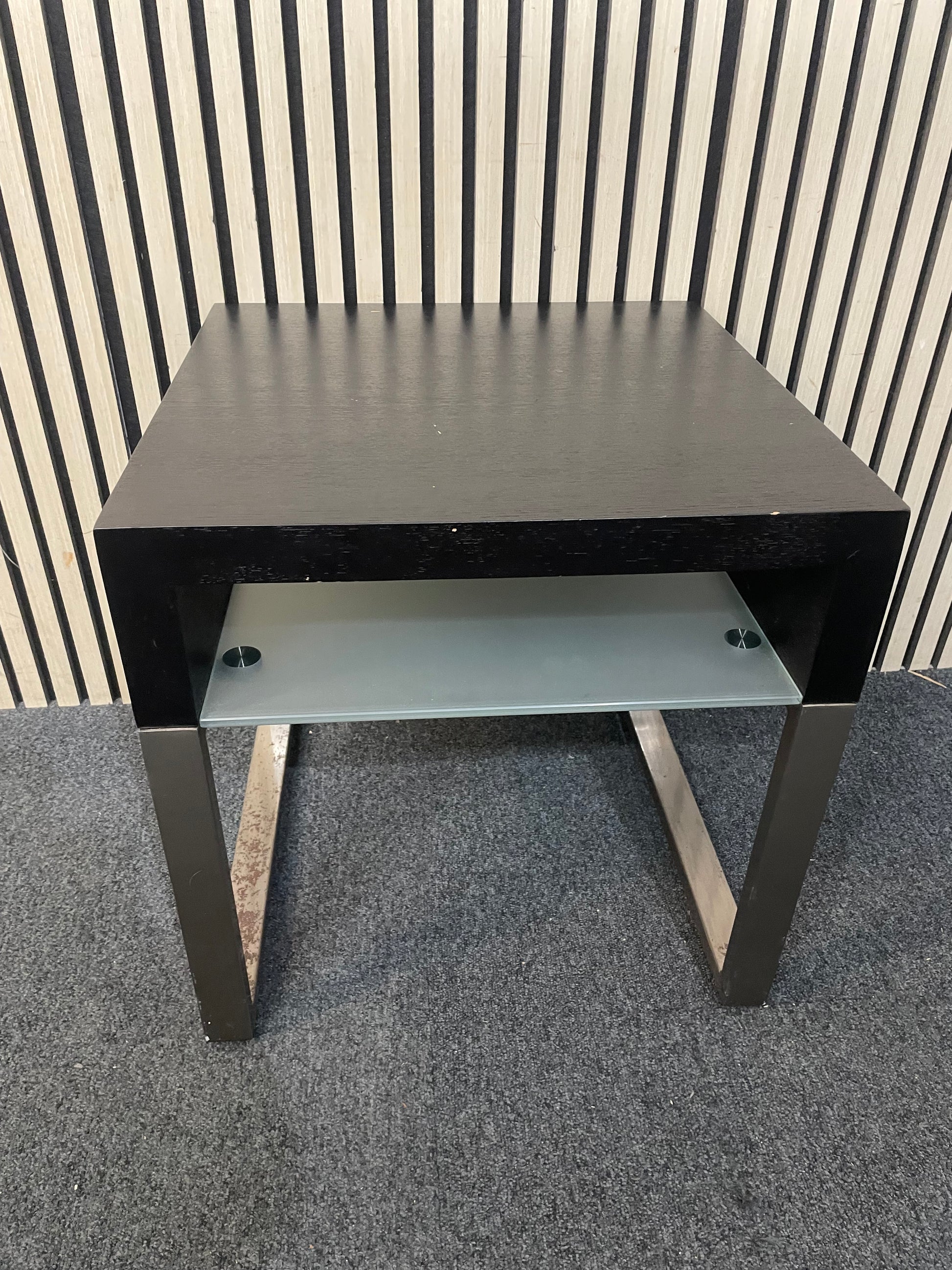 Low darkwood and glass side table  3126