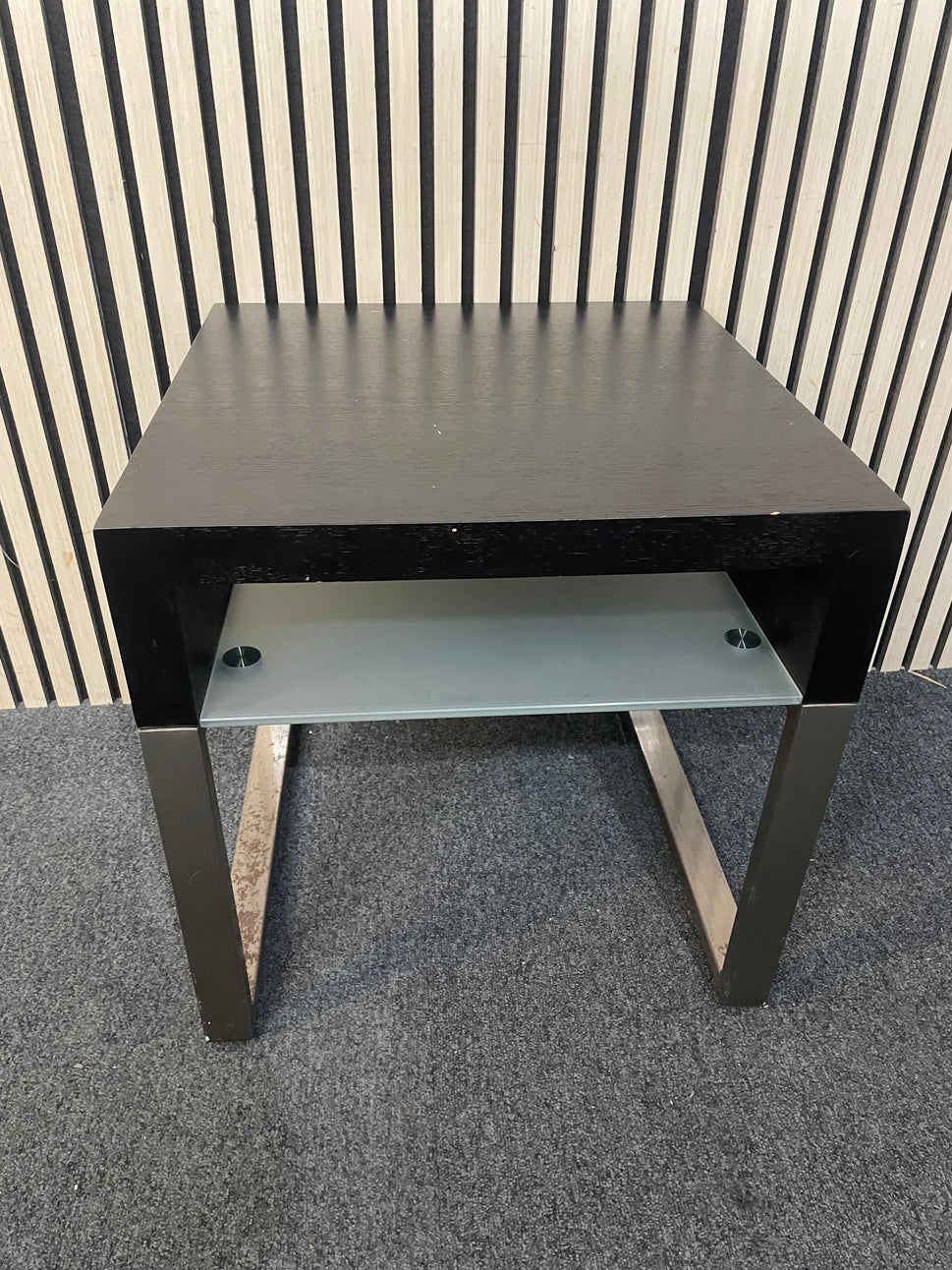 Low darkwood and glass side table  3126