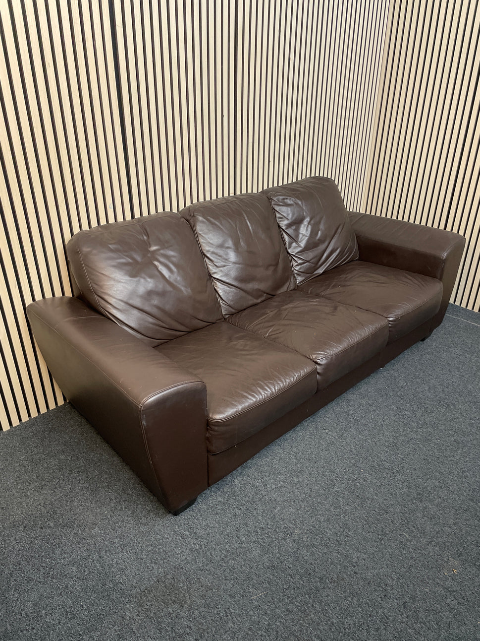 3+2 Leather Sofa Suite Brown 1126