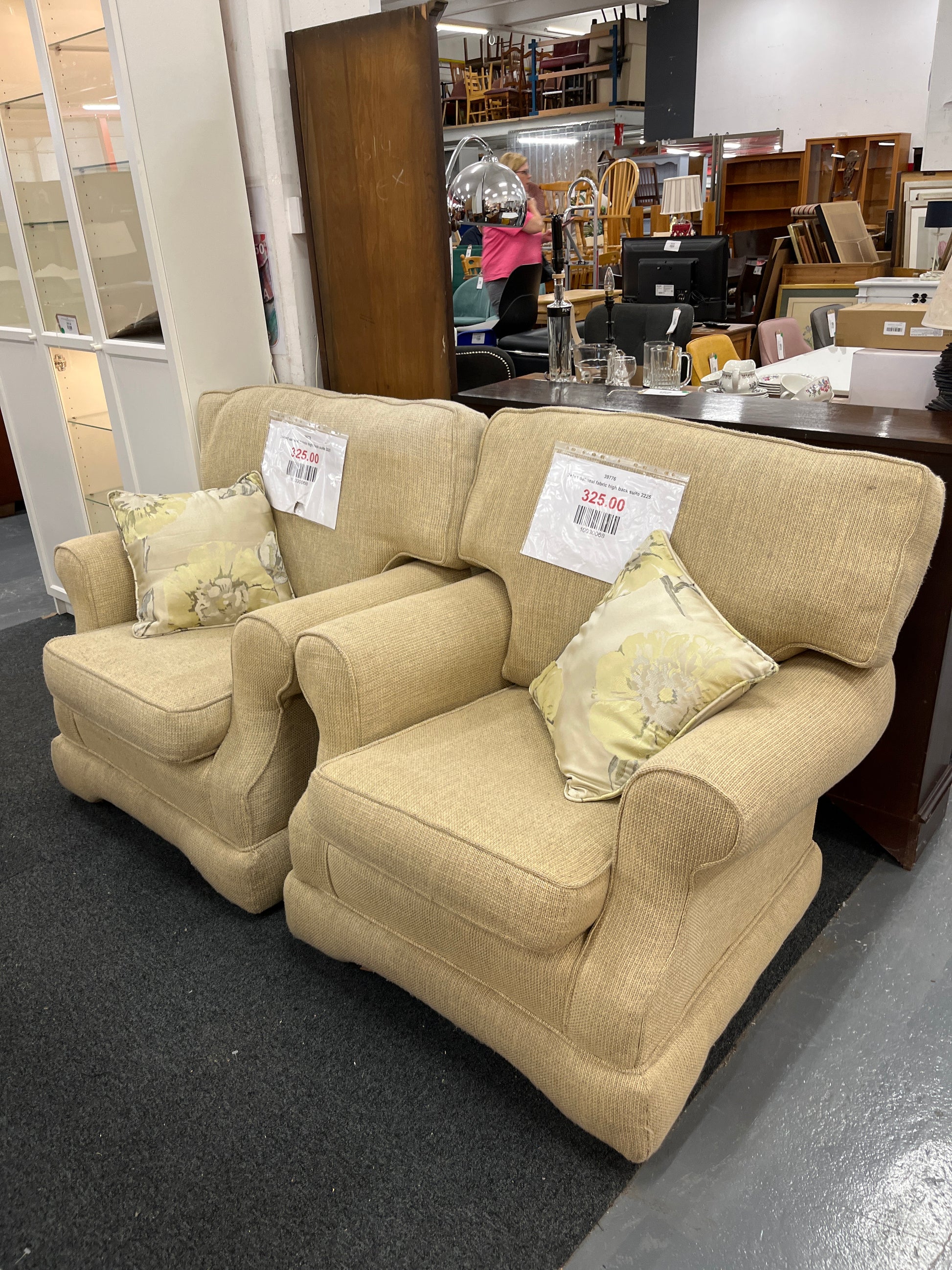 2+1+1 oatmeal fabric high back suite 2225
