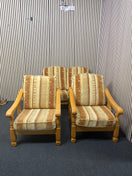 Switch 2+1+1 hardwood framed wooden suite with brown and gold mix fabric cushions  44336 2 image