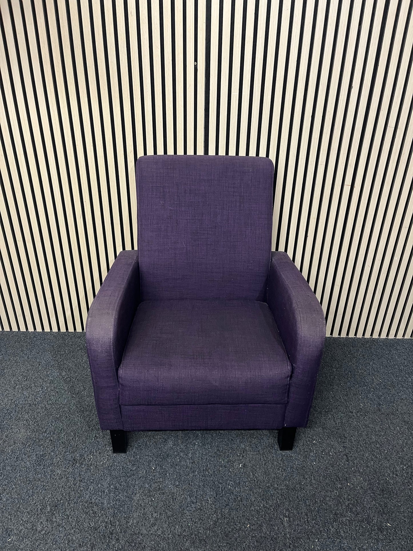 Purple fabric high back armchair 1126