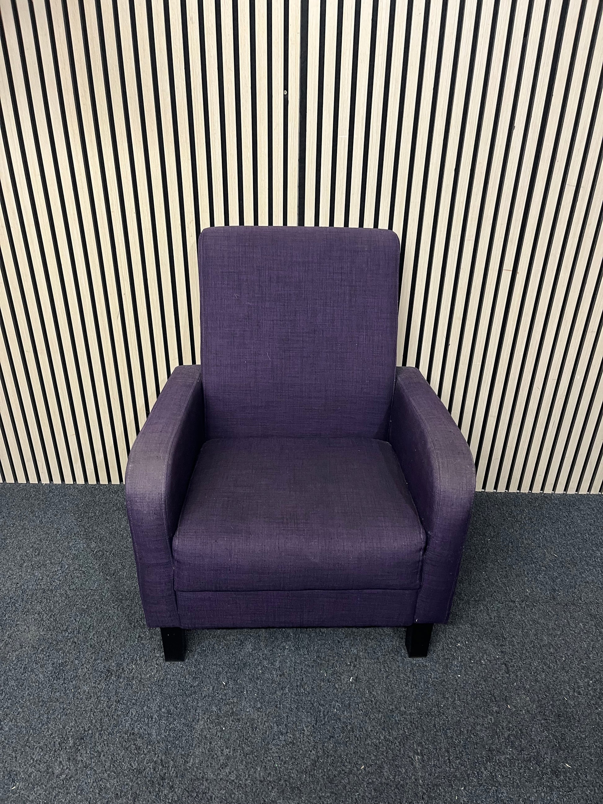 Purple fabric high back armchair 1126