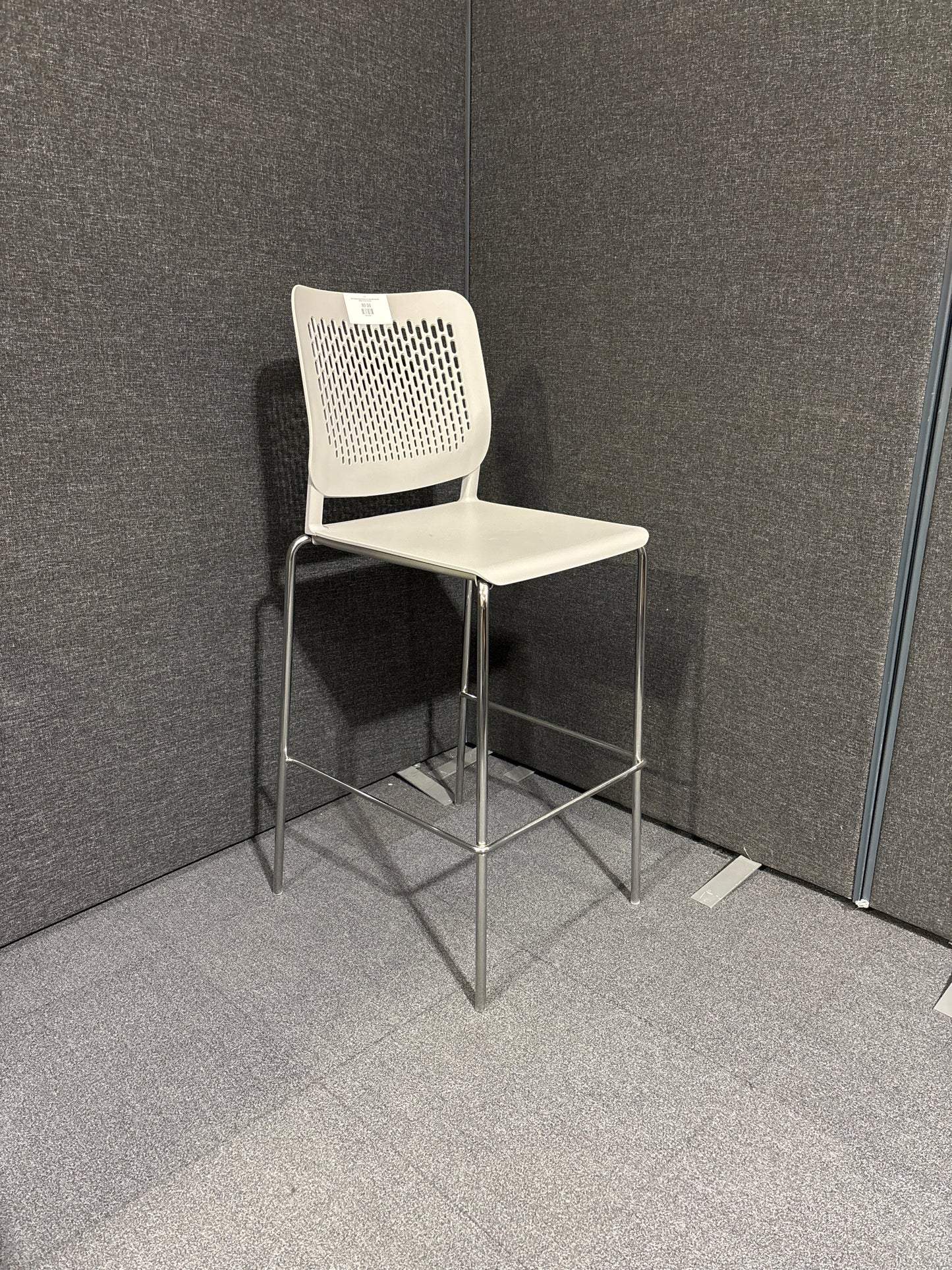 Tall chrome framed breakfast bar stool with coloured polyprop back and seat