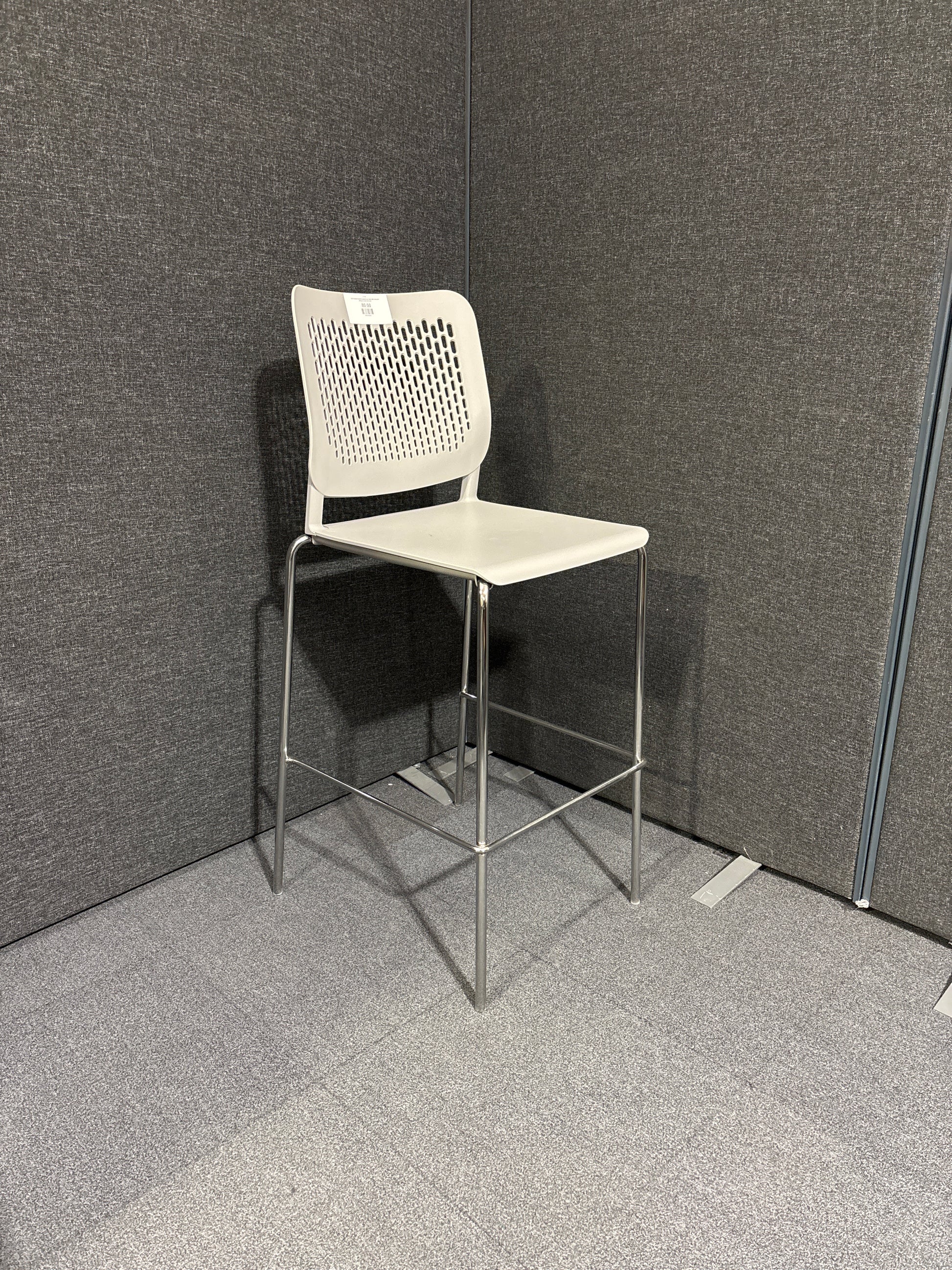 Tall chrome framed breakfast bar stool with coloured polyprop back and seat