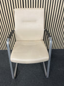 Switch Cream leather meeting chair with chrome canitilever frame 2 image