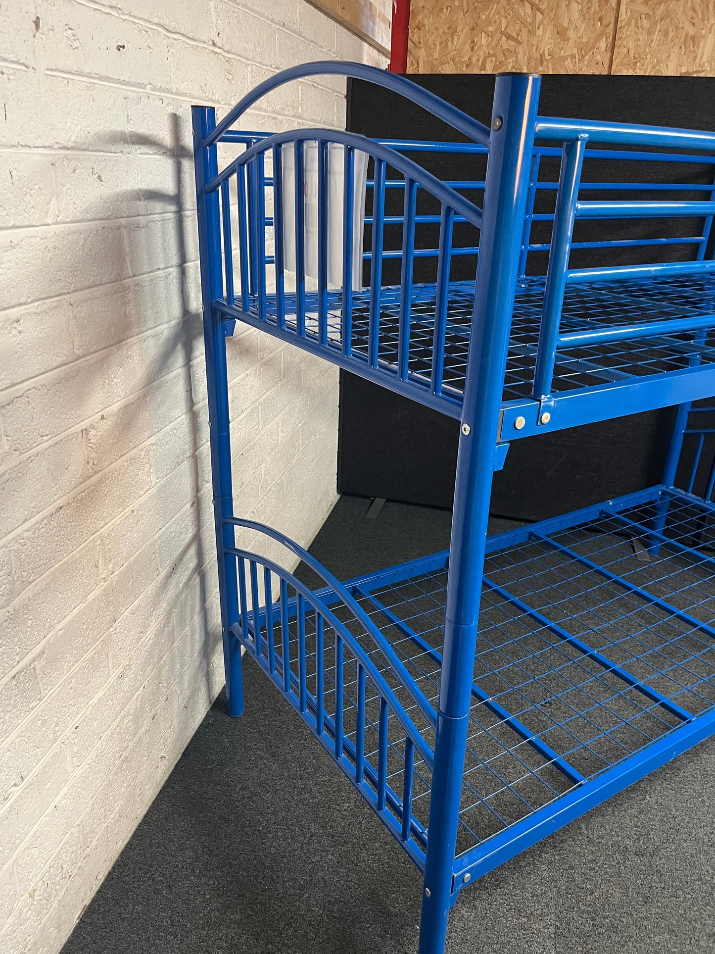 3ft blue powder coated metal framed bunk bed frame 1225