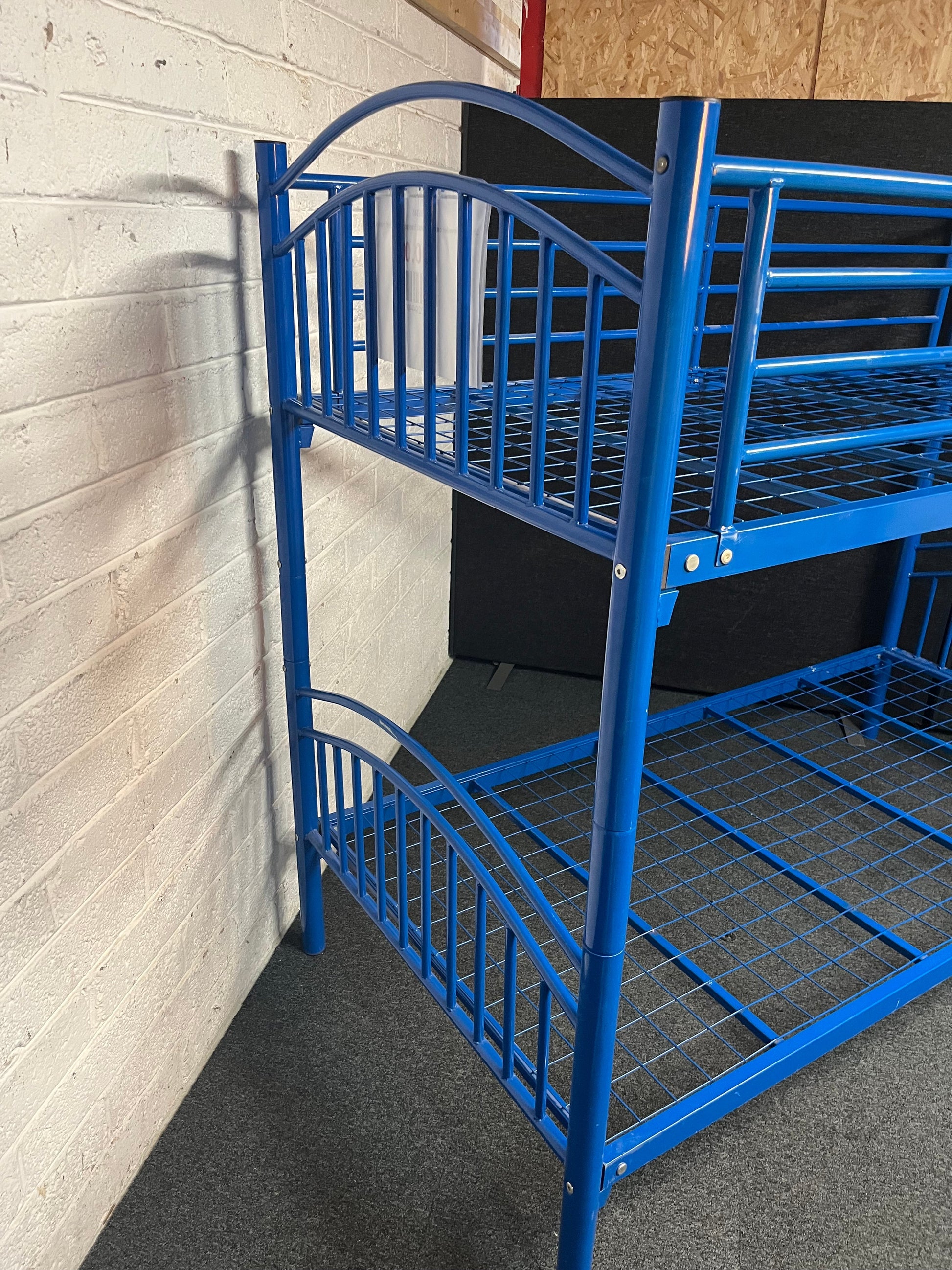 3ft blue powder coated metal framed bunk bed frame 1225