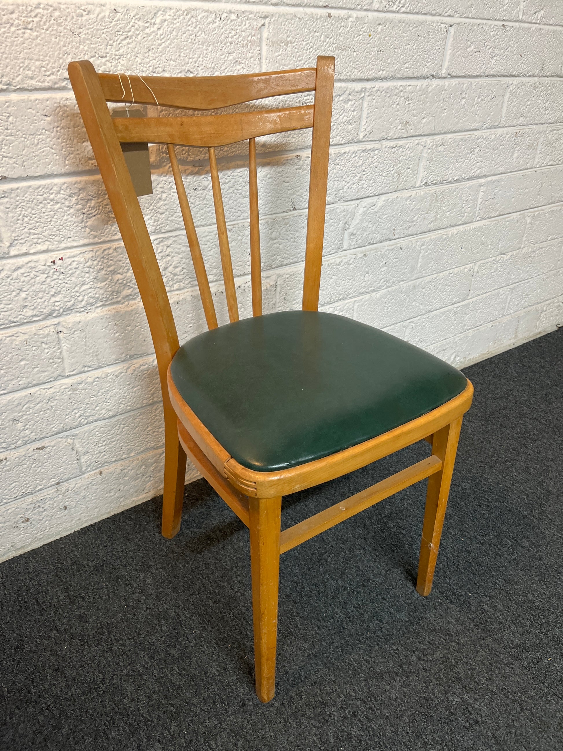 Solid beech bentwood chairs with green vinyl seat 3225