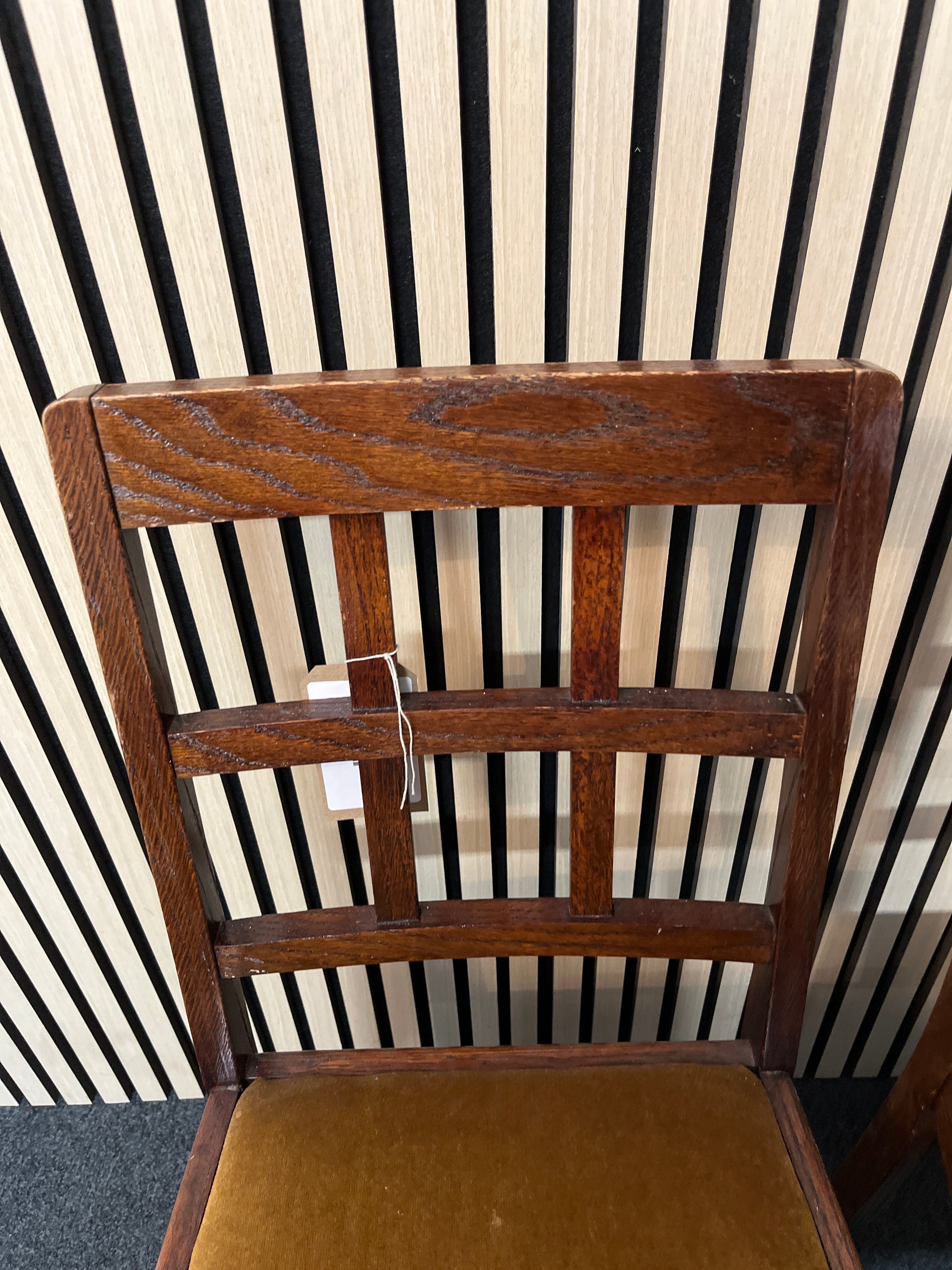 Stained Oak framed dining chair with yellow felt fabric seat (SET OF 4) 2325