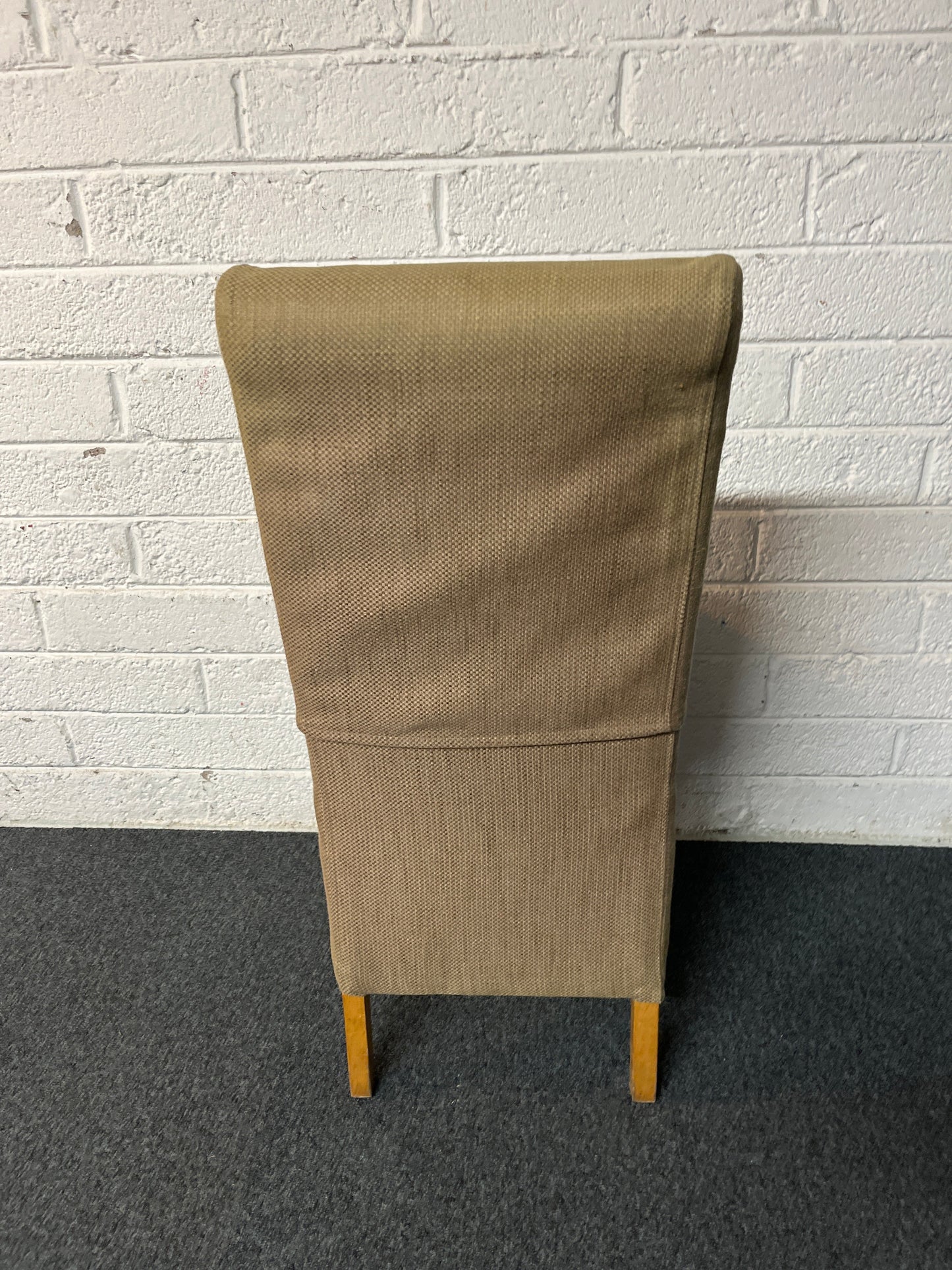 High back Brown fabric, solid wood frame dining chair 1225