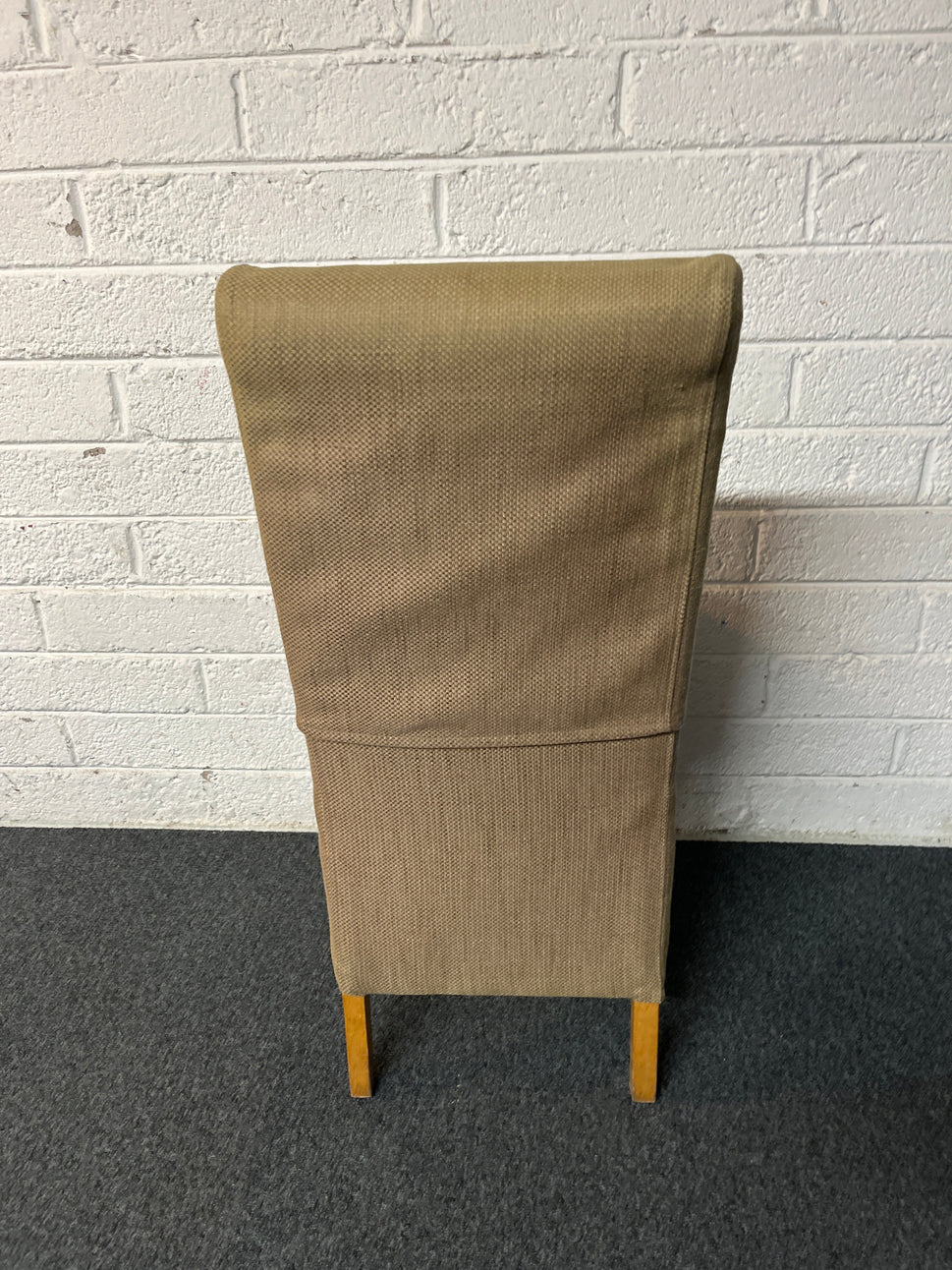 High back Brown fabric, solid wood frame dining chair 1225