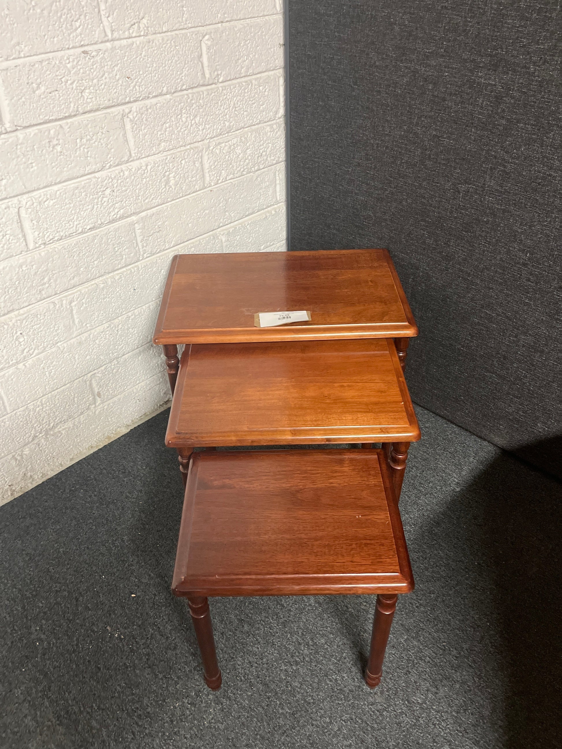 Stained wood nest of tables  1225