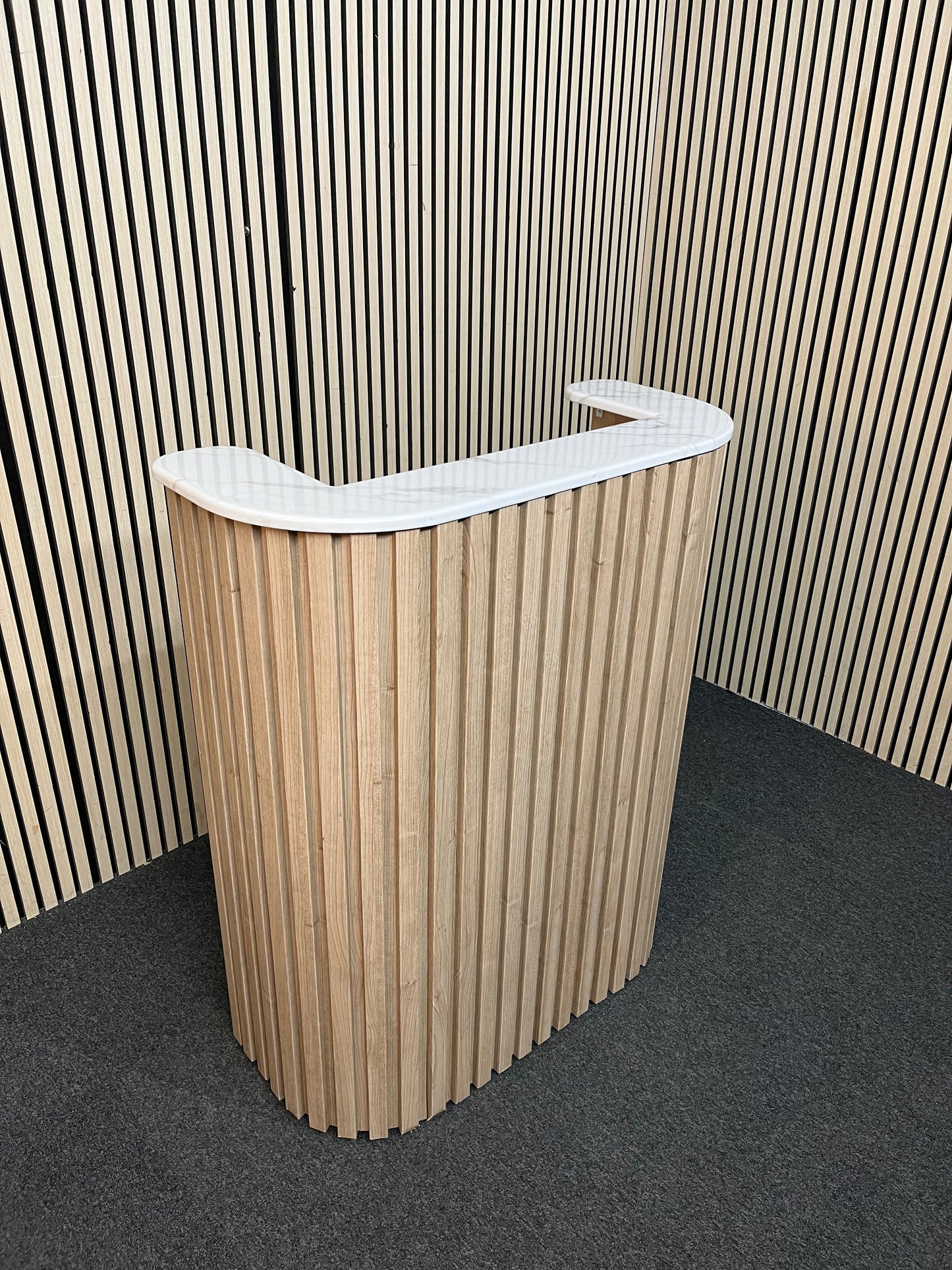 Luxury Beauty Reception Desk - Light Wood - Marble effect plastic top- hair salon reception desk - clinic reception desk - U & L shaped reception desk 90cm wide
