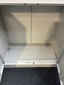 Switch Go low 2 door grey metal storage unit with shelves and key 101Hx91Wx45D 2 image