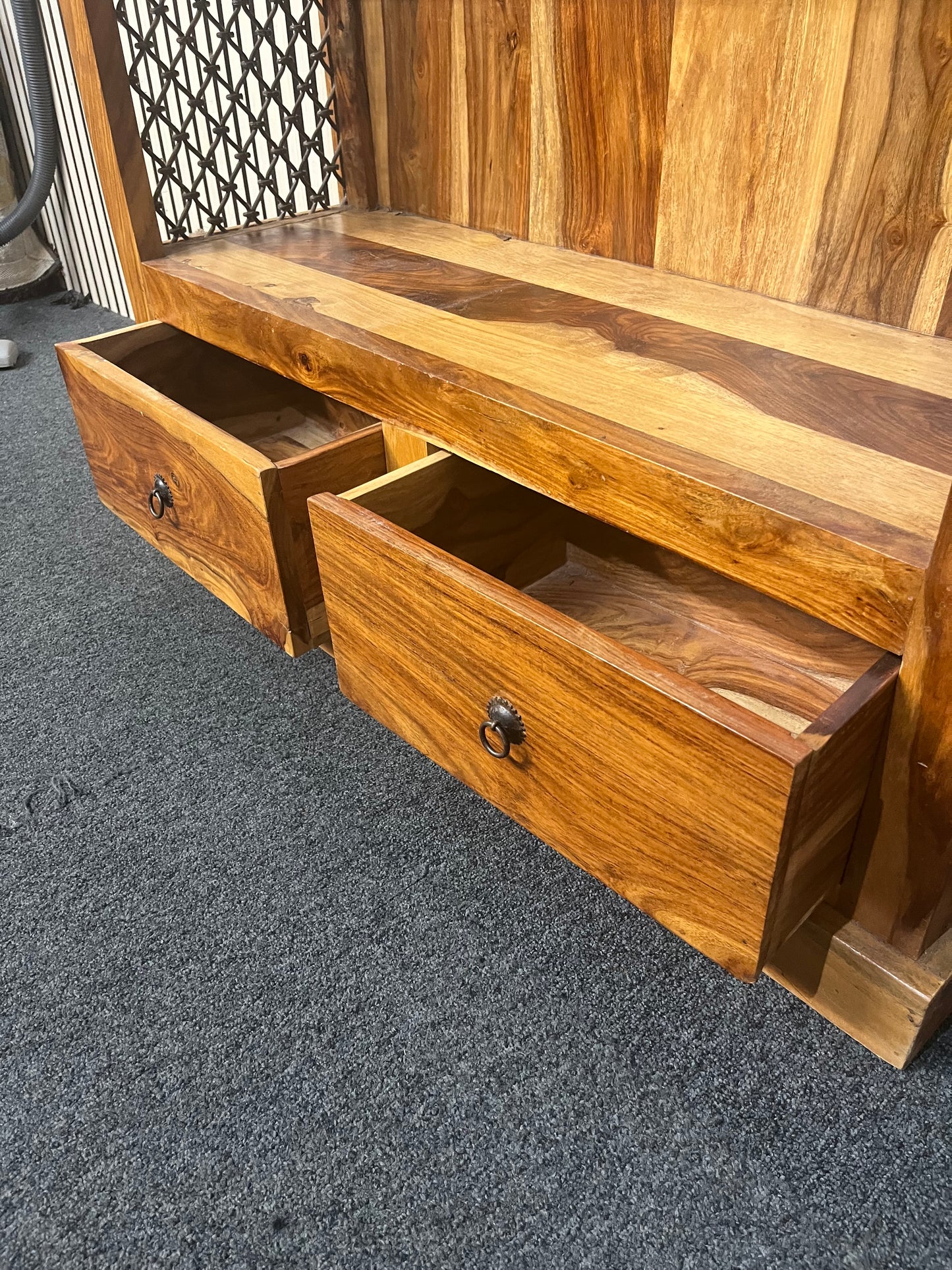 Indonesian Teak bookcase with metal details (H 185 x W 100 x D 35 cm) 44032