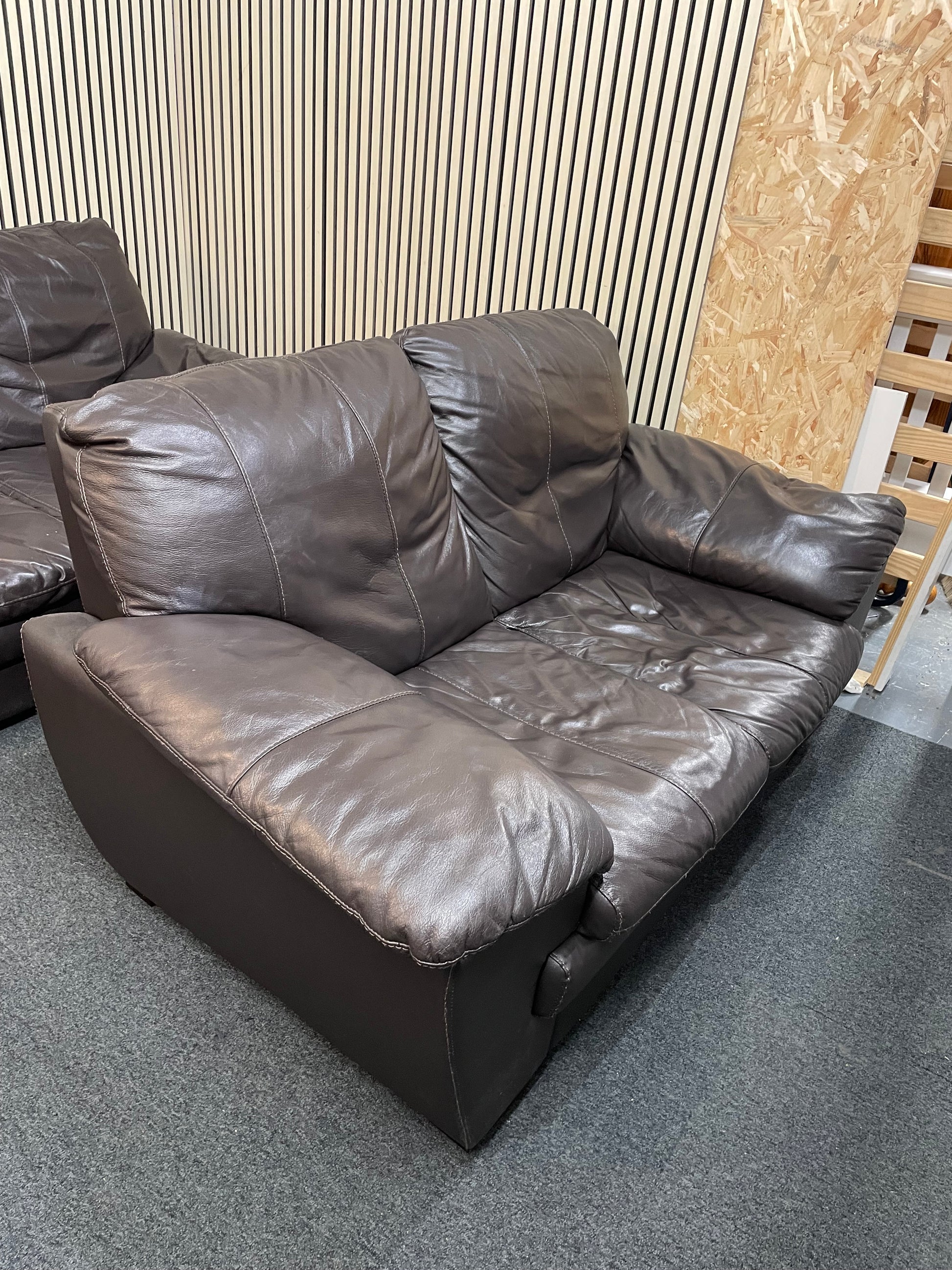 3+2 dark brown sofa real leather sofa suite 3126