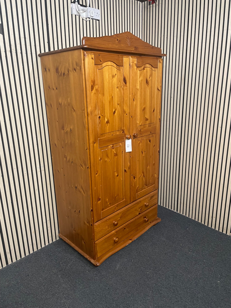 Traditional pine double wardrobe featuring two doors and two drawers, height 192 cm, width 89 cm, depth 60  cm  44739
