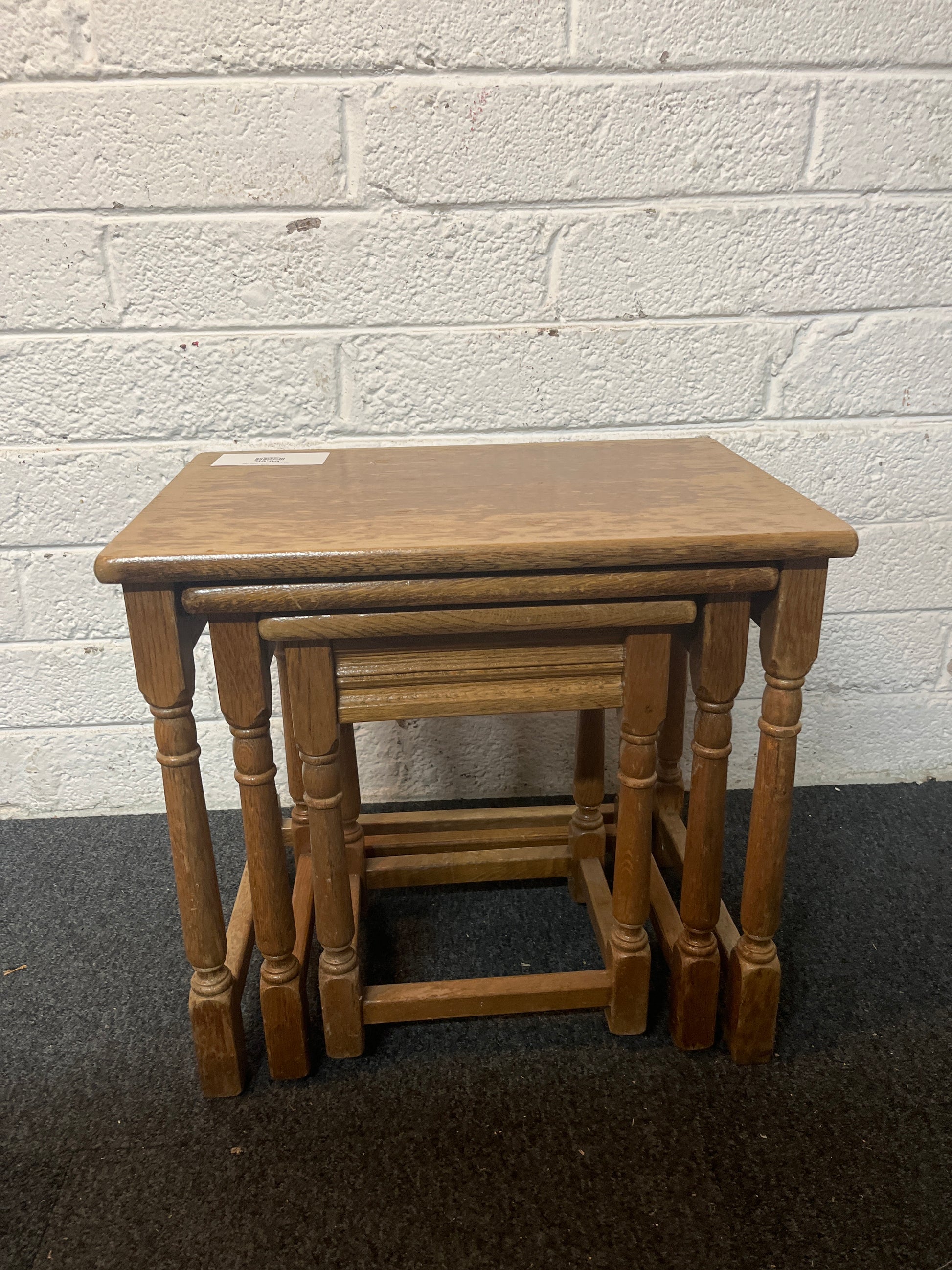 Oak stained nest of 3 tables 1325