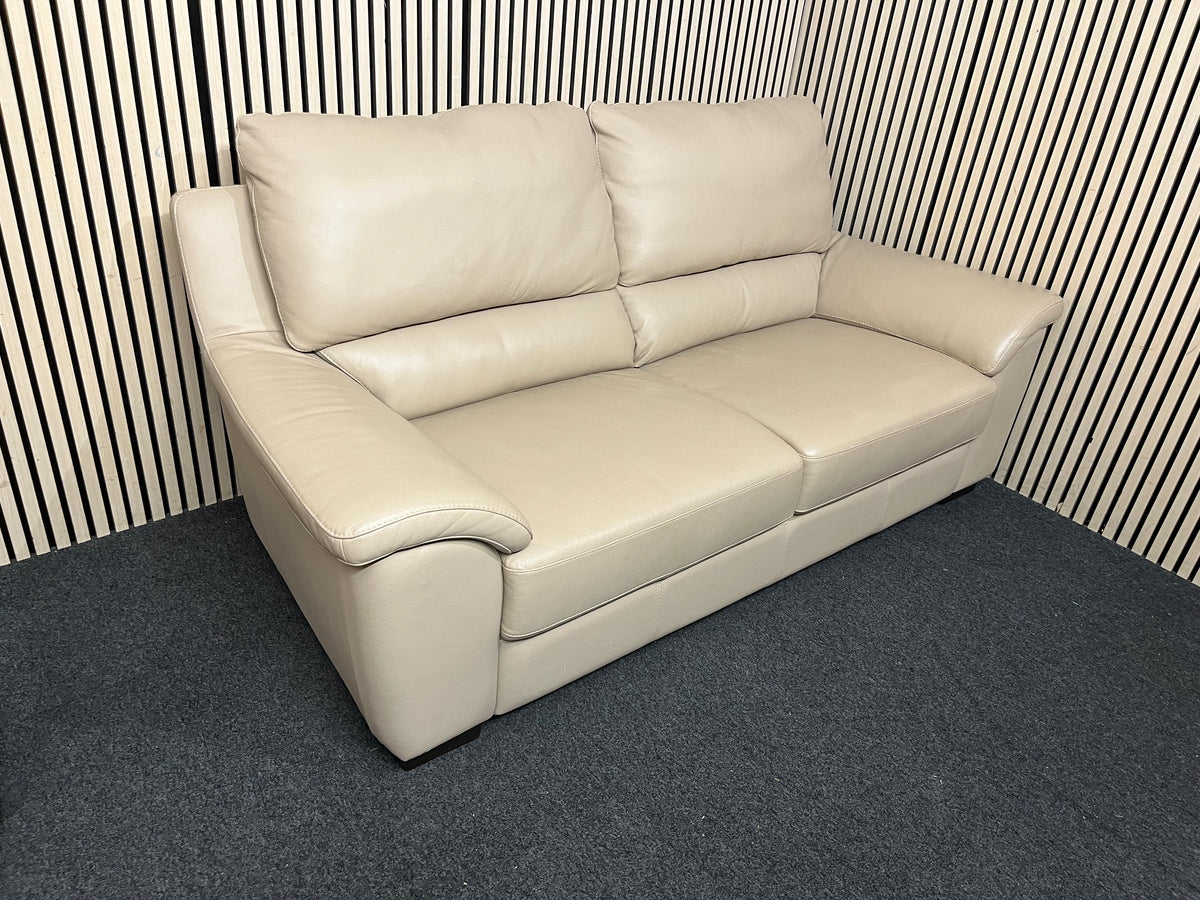 Soft cream leather two seater sofa   44370