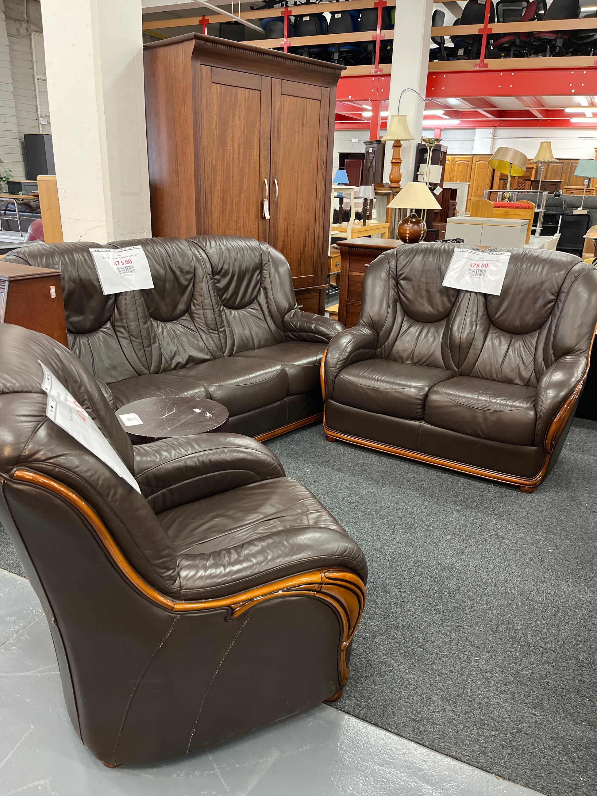 3+2+1 Brown leather high back suite  1225