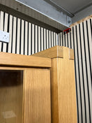 Switch Two-tier wooden display unit with sliding glass panels, good condition. (H 195 x W 119 x D 49 cm)  44241 3 image