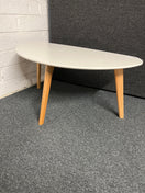 Switch White gloss tear drop coffee table with solid wood stem legs ( H 720 x W 610 x D 460 mm) 3125 3 image