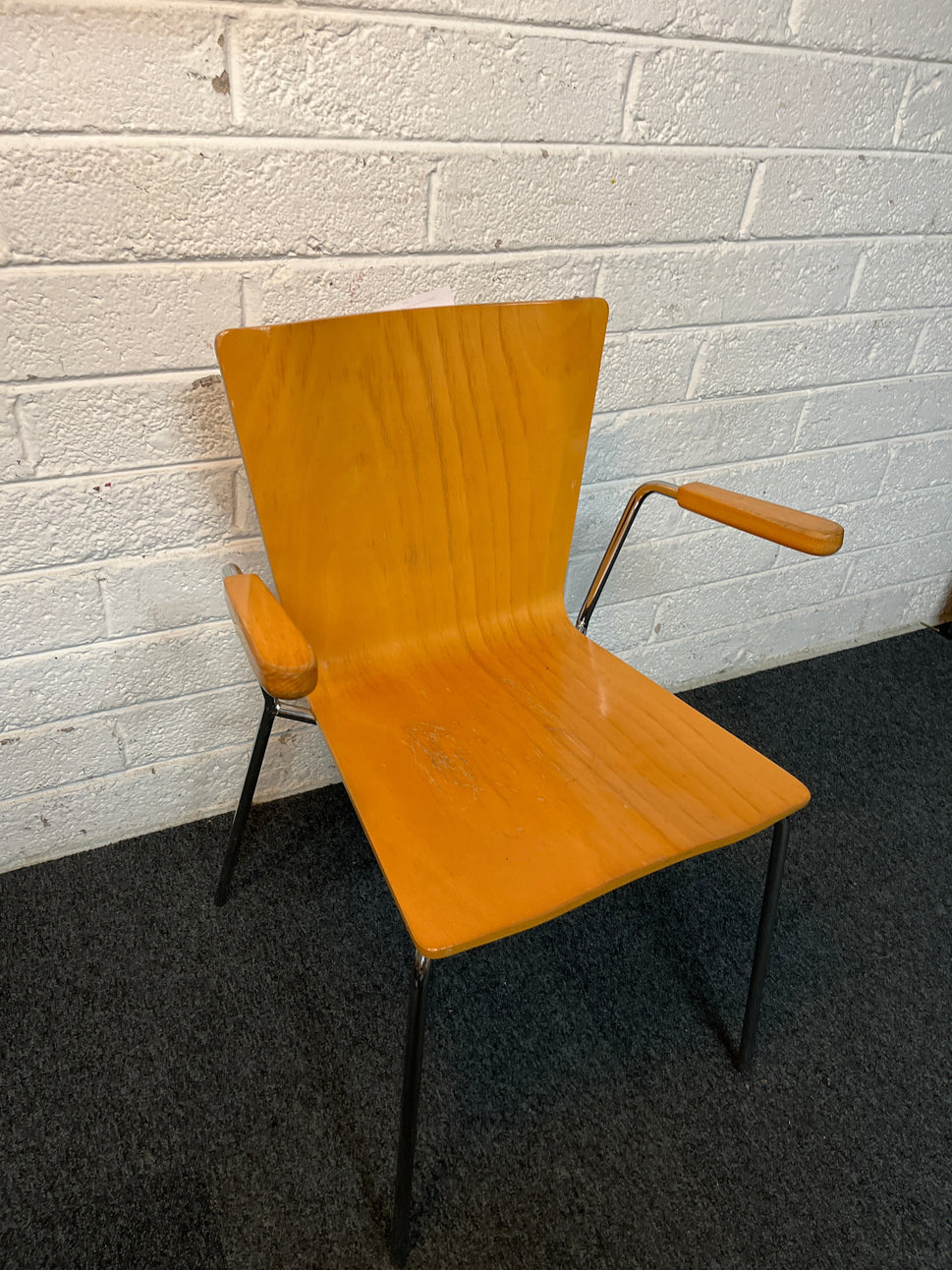Beech carver dining chair with chrome frame  3225