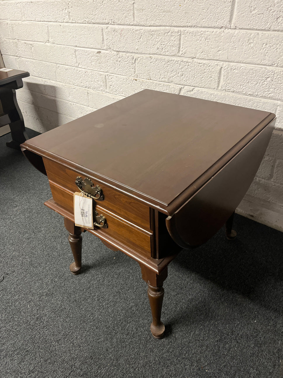 Low solid mahogany drop leaf table with drawer 2225