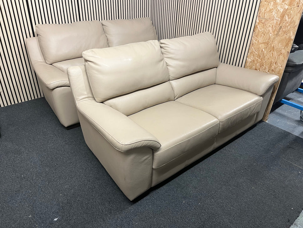 Soft cream leather two seater sofa   44370