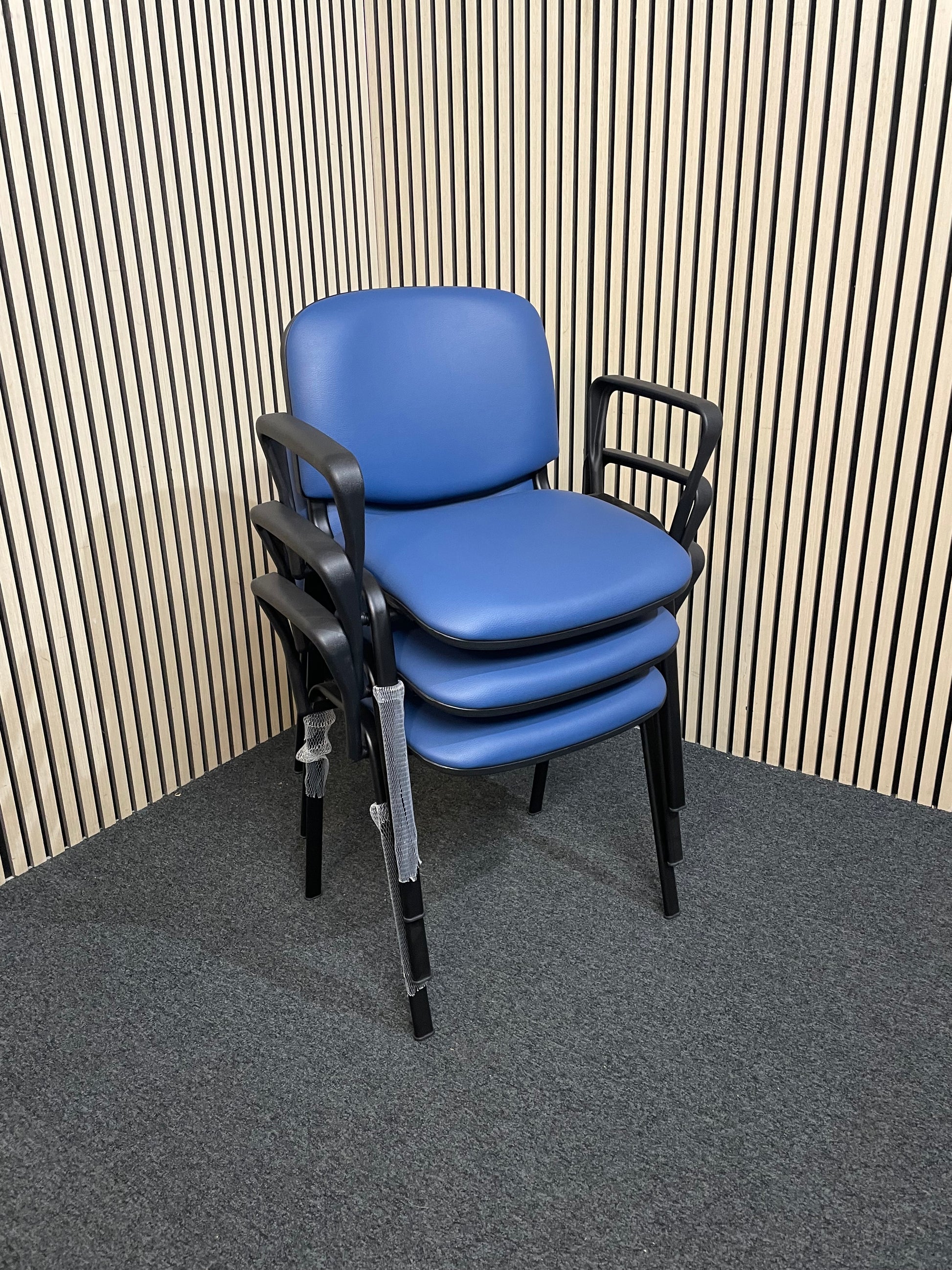 NEW Taurus Blue framed stacking meeting chair with blue vinyl seat and back. PRICE INC VAT.