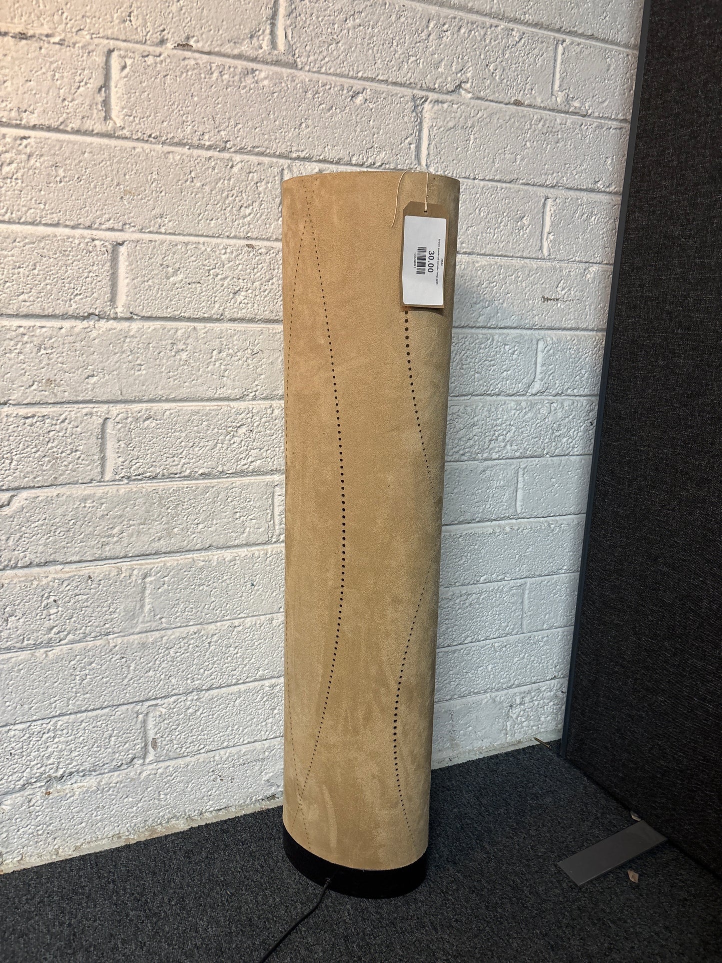Brown suede tall circular lamp 2225