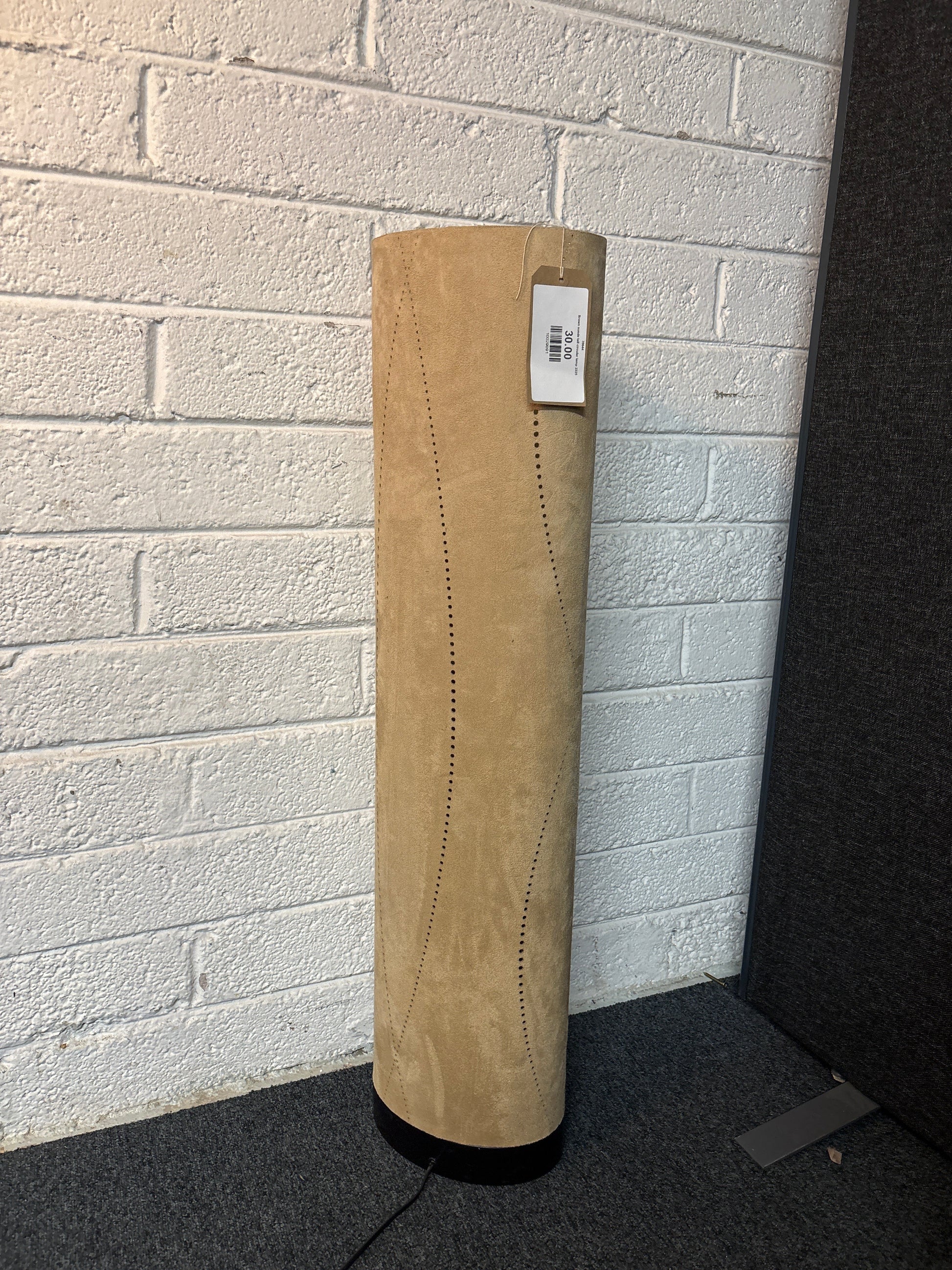 Brown suede tall circular lamp 2225