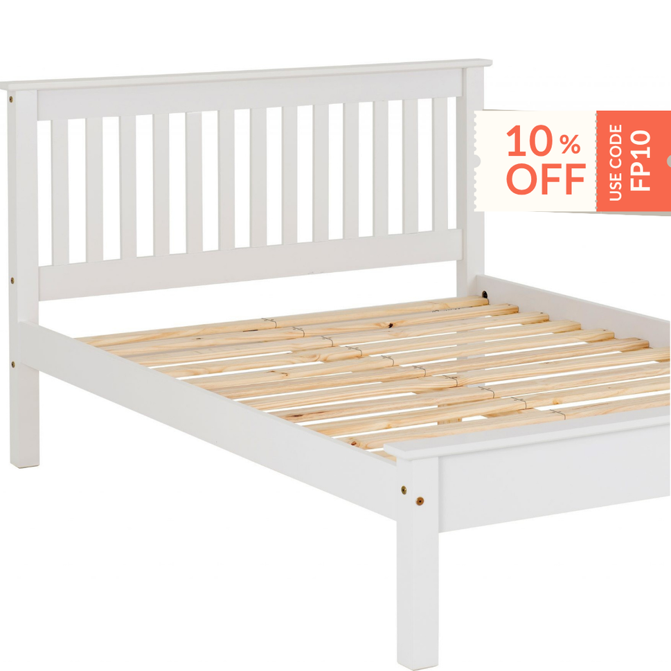 NEW Monaco 4ft 6 low end bed frame- White