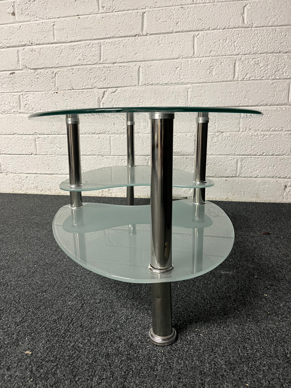Oval glass low tiered coffee table  1225
