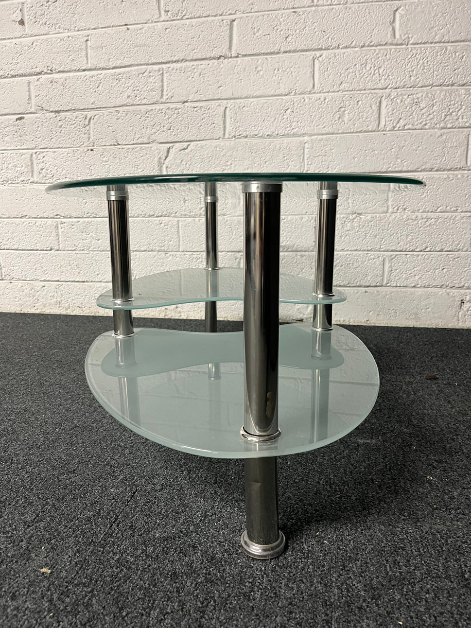 Oval glass low tiered coffee table  1225