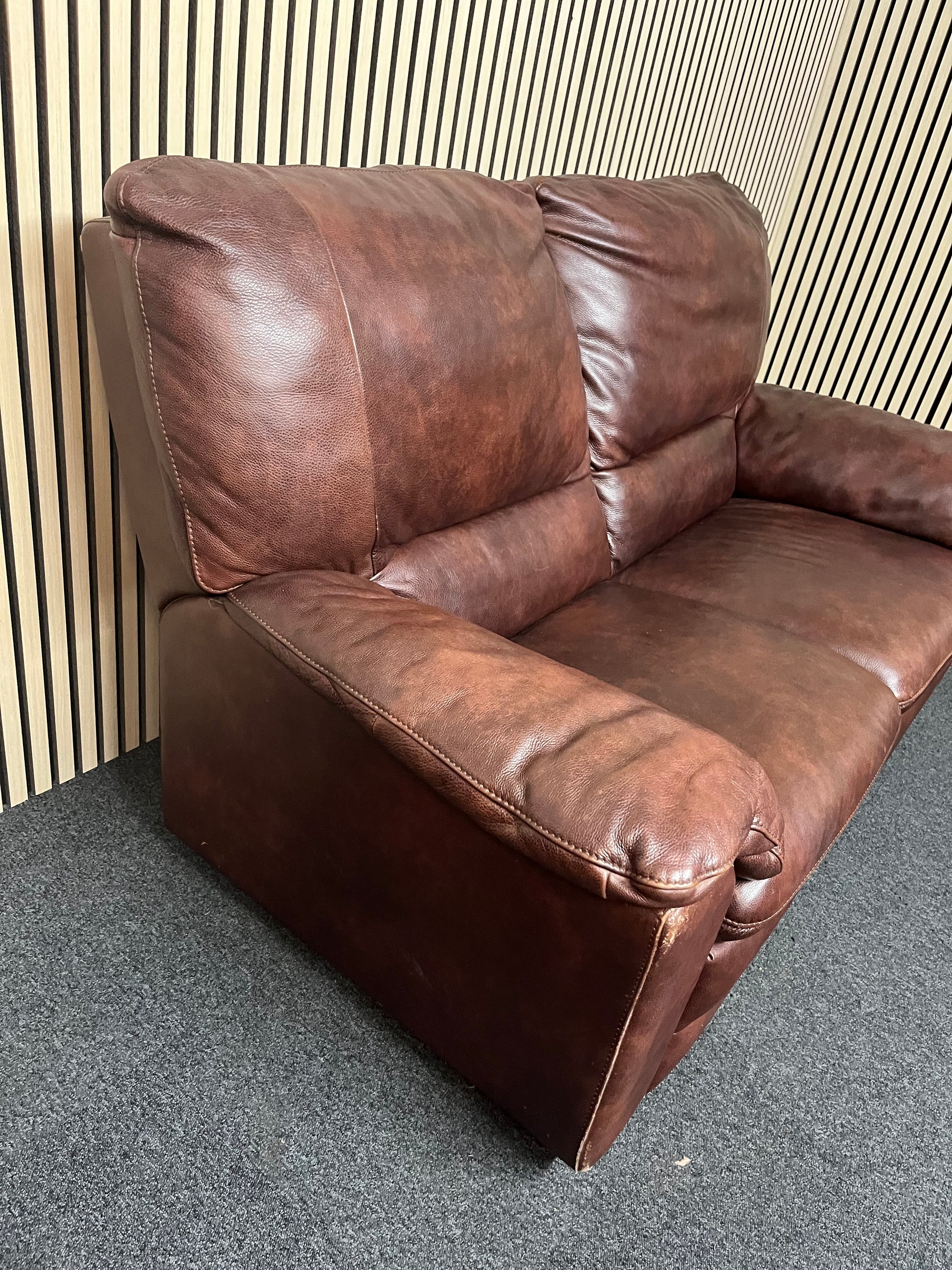 Brown leather 2 seater sofa   2325
